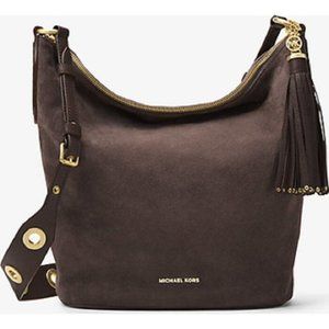KORS NWT Brooklyn Large Grommet Suede Feed Bag